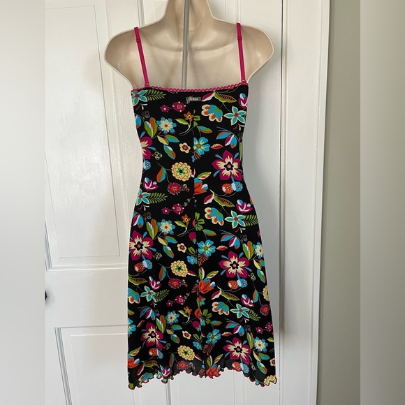Y2K Guess Women's USA Made Floral Stretch Mesh Removal Straps Mini Dress Small - Picture 4 of 14